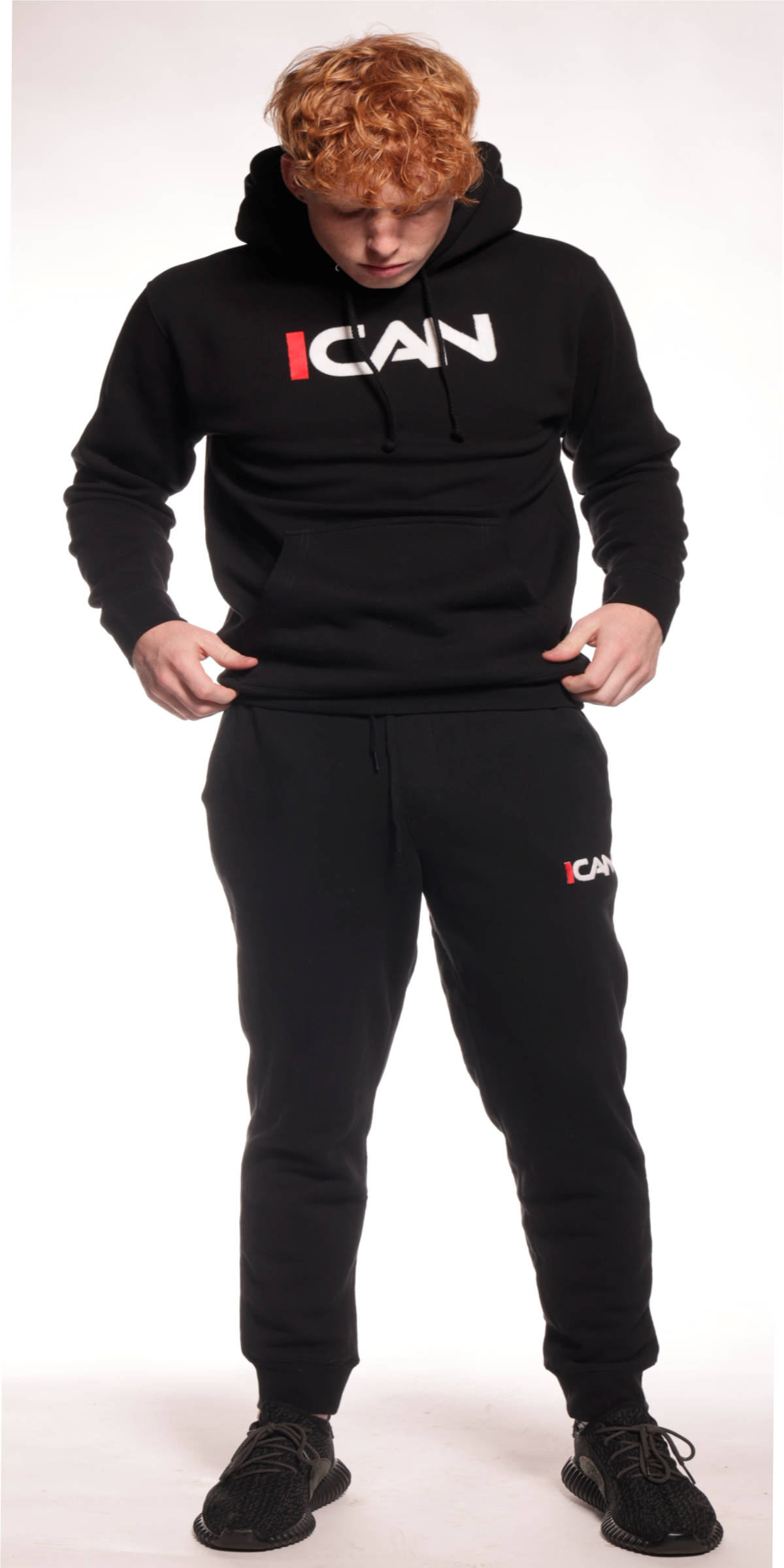 black tracksuit setwith hoodie for men