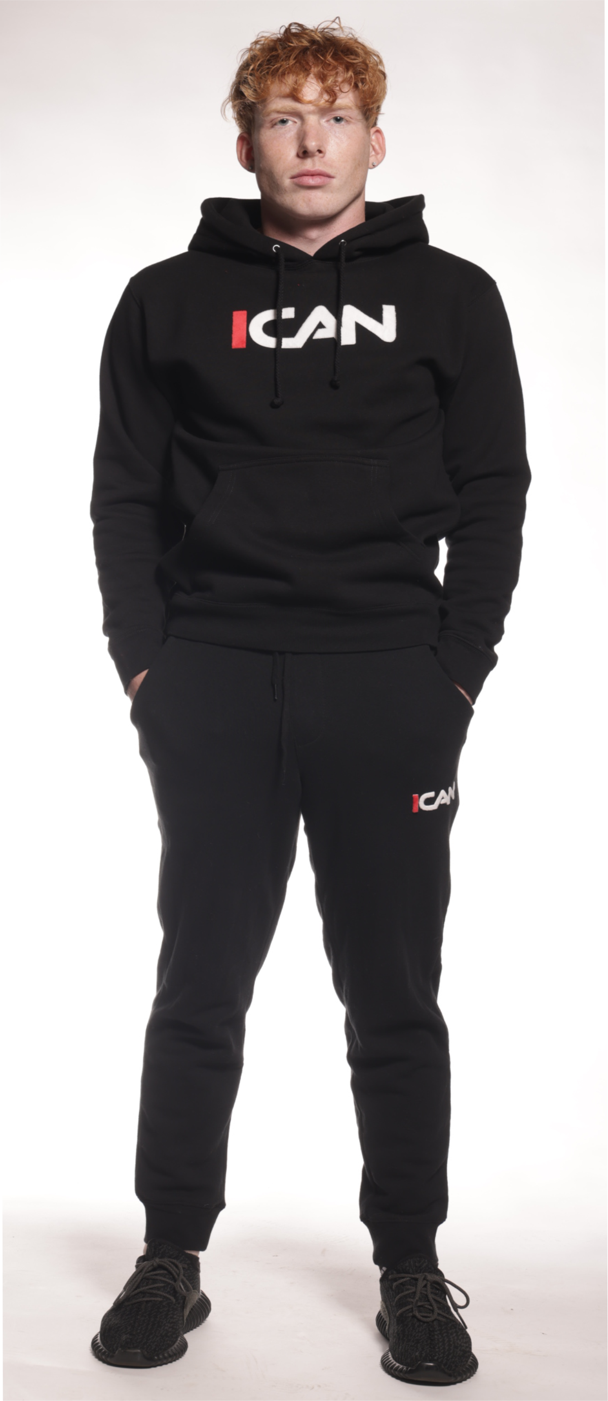 full black tracksuit setwith hoodie for men