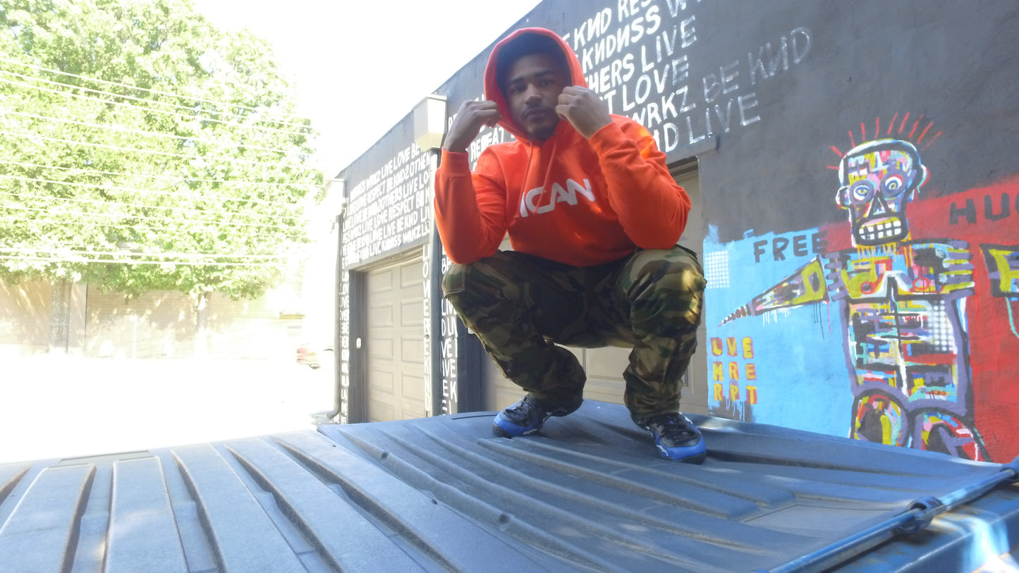 ICAN Orange Hoodie  for men