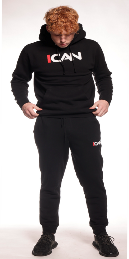 black tracksuit setwith hoodie for men