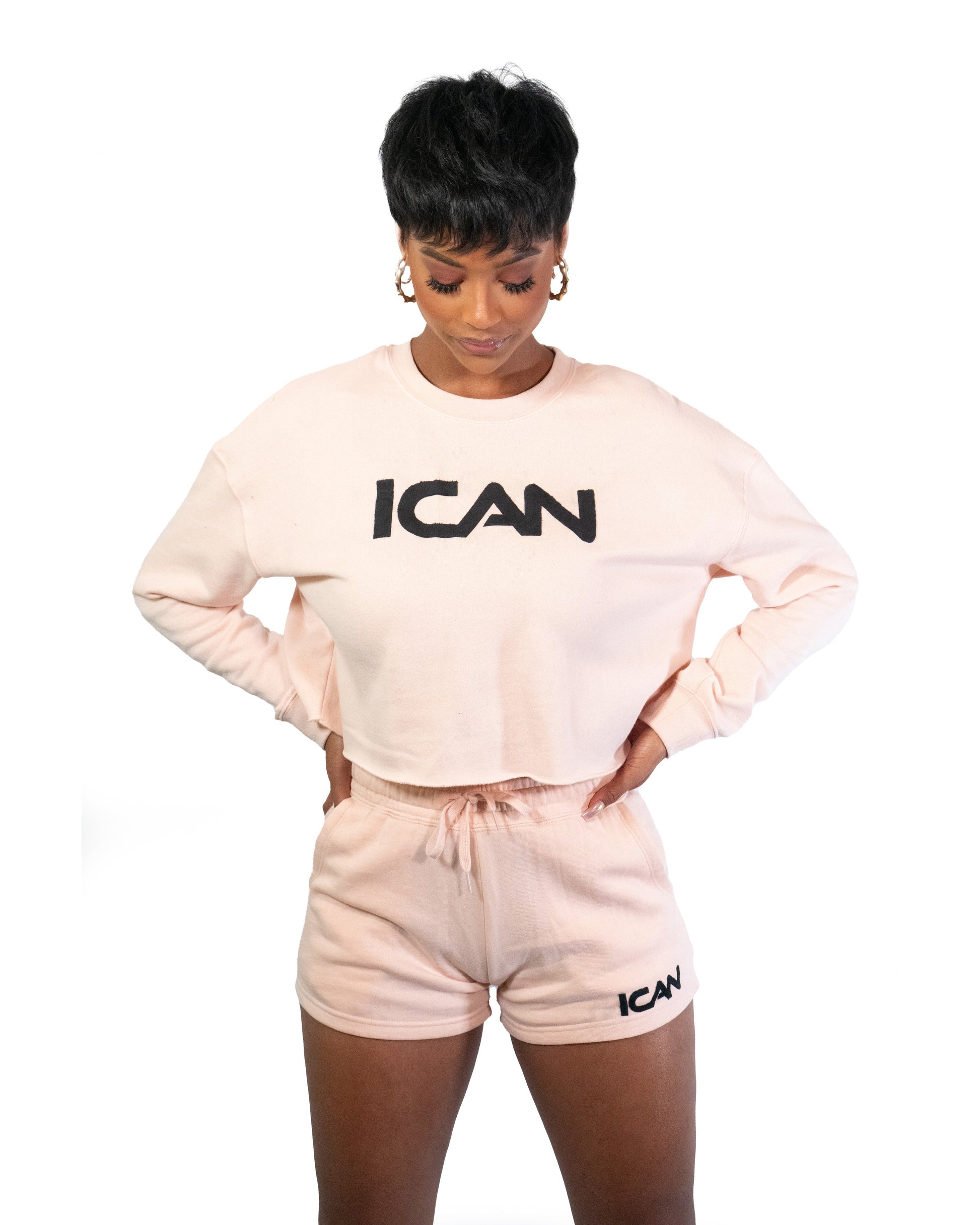 Peach & Black ICAN Jogger Short Set